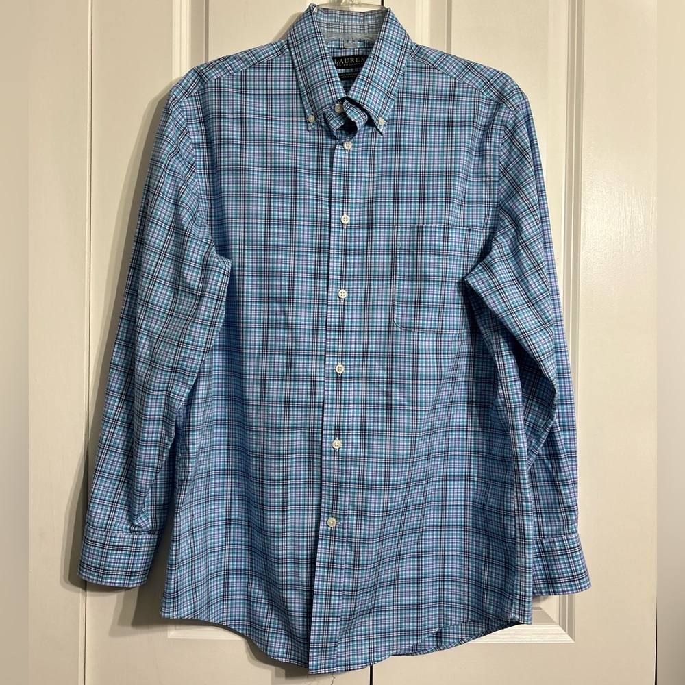 Ralph Lauren Men's Casual Blue Checkered Button Down Shirt Size M